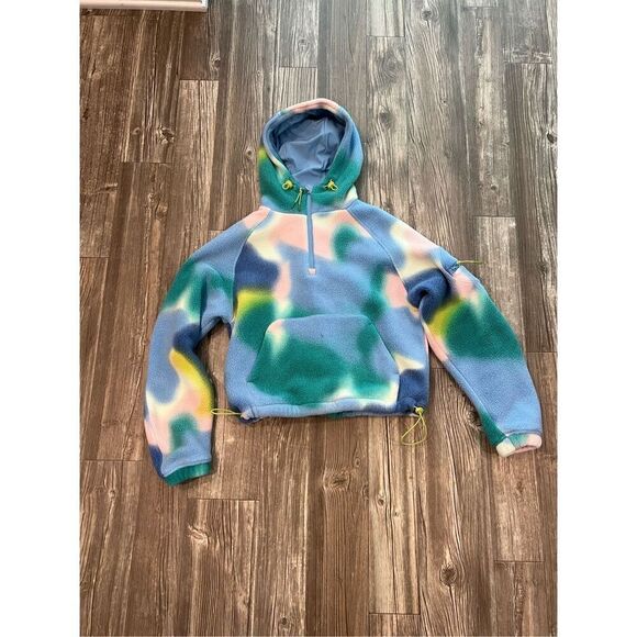 Outdoor Voices Primo Fleece Pullover in Multi Blue Lava Size XS - Picture 3 of 5